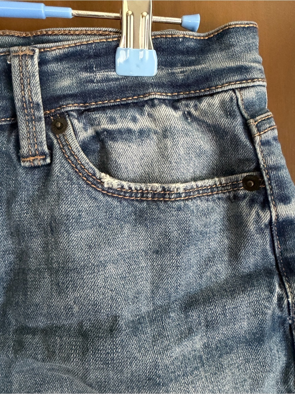 Mudd Distressed Button-Front Denim Shorts - Blue - Picture 4 of 8